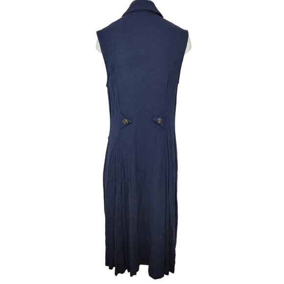 Vintage Michael Phillips  Blue and Gold Linen Blend Dress - Picture 10 of 10